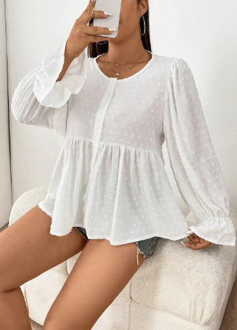 Белая блуза с баской SHEIN
