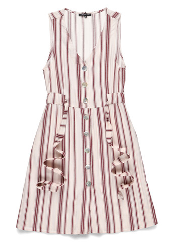 Бежевое кэжуал платье One More Story в полоску