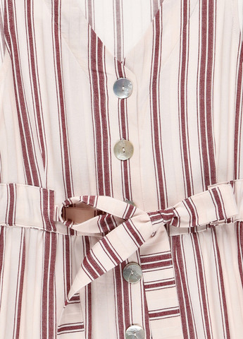 Бежевое кэжуал платье One More Story в полоску