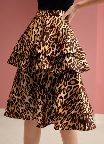 Коричневая кэжуал леопардовая юбка SHEIN