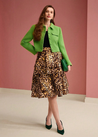 Коричневая кэжуал леопардовая юбка SHEIN