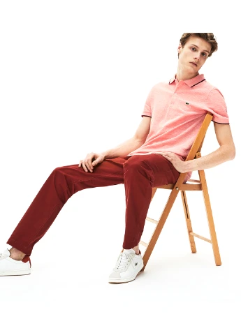 Розовая футболка-поло для мужчин Lacoste меланжевая