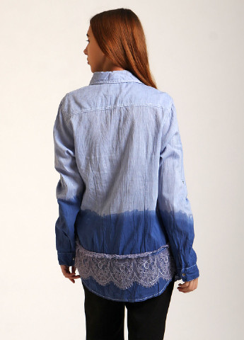 Синяя кэжуал рубашка с градиентным узором Esma с длинным рукавом