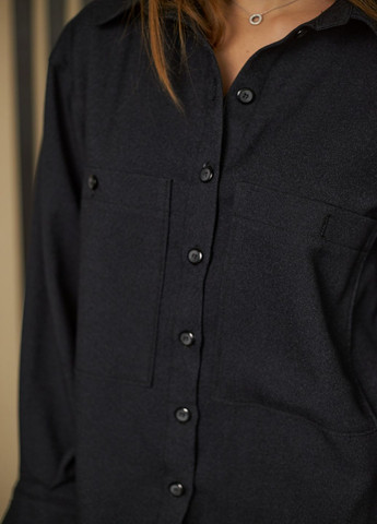 Черная кэжуал рубашка однотонная MiNiMax