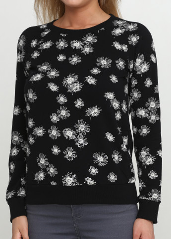 Свитшот C&A - Приталенный крой цветочный черный кэжуал - (132041381)