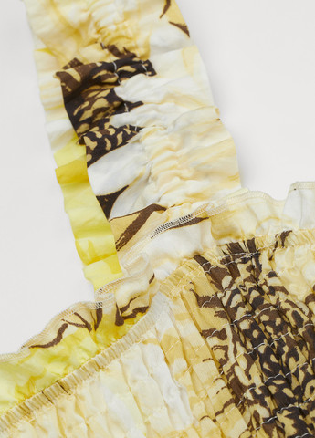 Комбинезон H&M комбинезон-брюки цветочный светло-жёлтый кэжуал вискоза