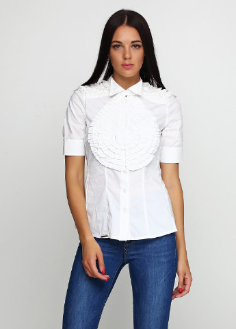 Белая кэжуал рубашка однотонная Grazia Pi