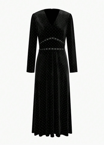 Чорна вечірня сукня кльош SHEIN однотонна