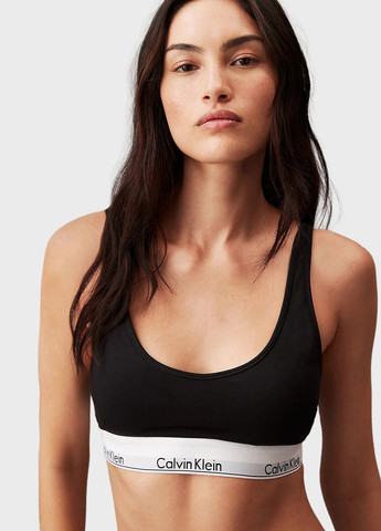 Чёрный топ бюстгальтер Calvin Klein без косточек хлопок