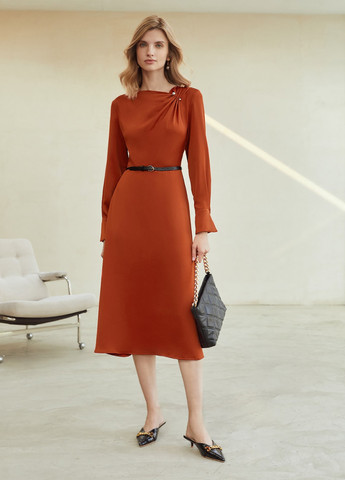 Медное кэжуал платье SHEIN однотонное