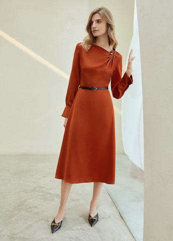 Медное кэжуал платье SHEIN однотонное