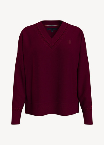 Бордовый демисезонный пуловер пуловер Tommy Hilfiger
