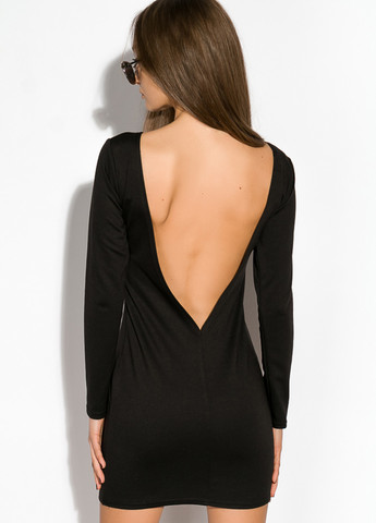 Черное коктейльное платье с открытой спиной Time of Style однотонное