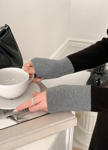 Черное кэжуал платье платье-свитер SHEIN колор блок