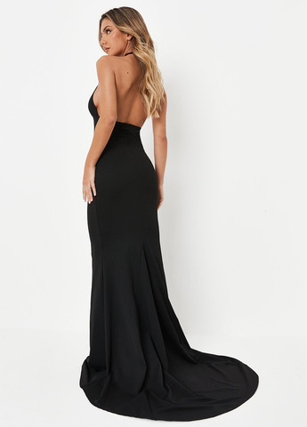 Черное вечернее платье с открытой спиной Missguided однотонное