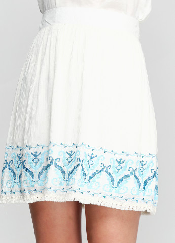 Кремовая кэжуал с орнаментом юбка Blue Rain by Francesca's мини