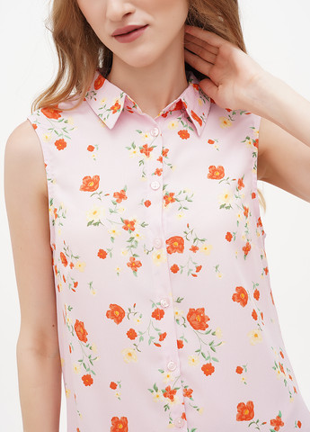 Розовое кэжуал платье рубашка Terranova с цветочным принтом