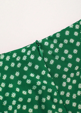 Зеленая кэжуал цветочной расцветки юбка SHEIN на запах