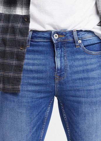 Синие демисезонные скинни джинсы Topman
