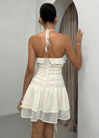 Молочное кэжуал платье с открытой спиной SHEIN однотонное