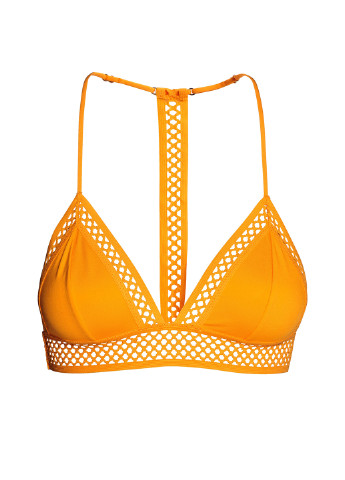 Купальный лиф H&M бикини однотонный оранжевый пляжный полиамид