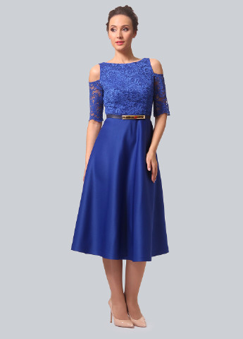 Синее коктейльное платье клеш Alika Kruss однотонное