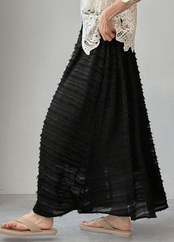 Черная кэжуал однотонная юбка SHEIN клешированная