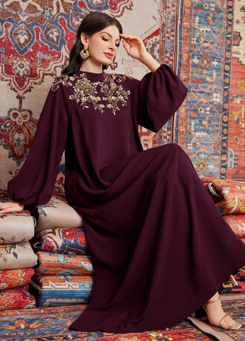 Темно-бордова святковий, вечірня сукня а-силует SHEIN однотонна