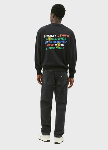 Чорний світшот Tommy Jeans логотип вишивка (347589807)