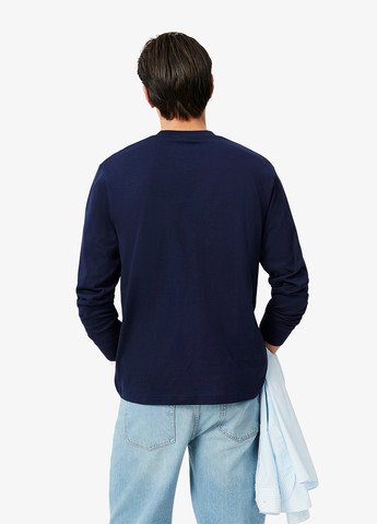 Темно-синий демисезонный кэжуал лонгслив Lacoste однотонный