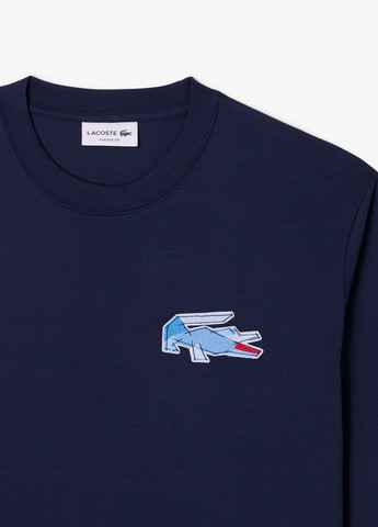 Темно-синий демисезонный кэжуал лонгслив Lacoste однотонный