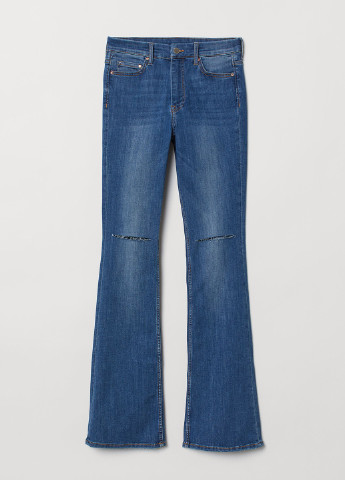 Джинси H&M кльош однотонні світло-сині джинсові бавовна