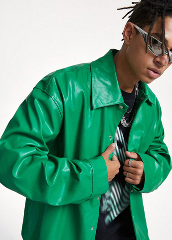 Зеленая демисезонная куртка куртка-пиджак SHEIN