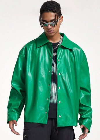 Зеленая демисезонная куртка куртка-пиджак SHEIN