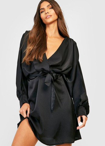 Чорна кежуал сукня на запах Copperose однотонна