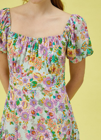 Мятное кэжуал платье KOTON с цветочным принтом