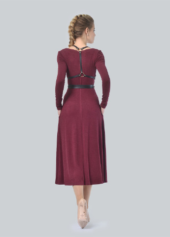 Бордовое кэжуал платье колокол Lila Kass однотонное
