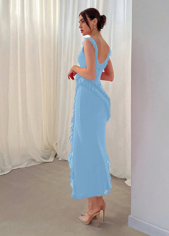 Блакитна коктейльна сукня силуетна SHEIN однотонна