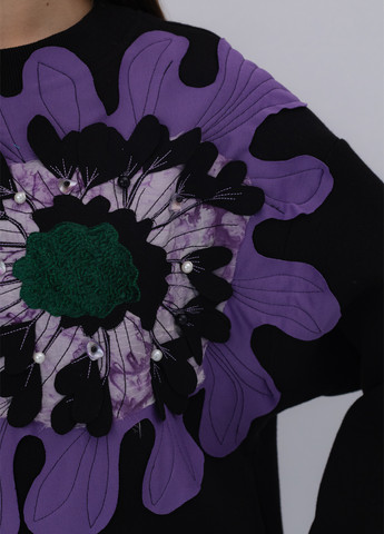 Черный свитшот Nora Kvittin однотонный аппликация, вышивка, бусины (301079847)