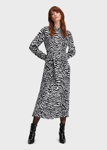 Черно-белое кэжуал платье рубашка Karl Lagerfeld с животным (анималистичным) принтом