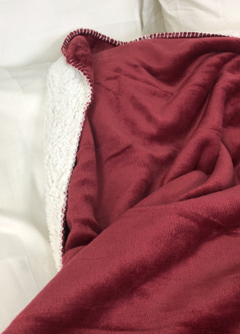 Плед покрывало с овчинкой 215x235 бордо Vie Nouvelle (254397167)