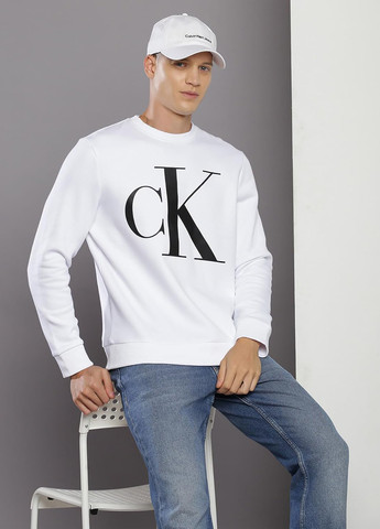 Белый свитшот Calvin Klein логотип без декора (307636994)