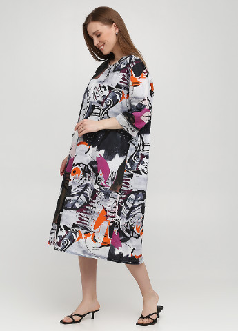 Комбинированное кэжуал платье оверсайз, а-силуэт 158С с абстрактным узором