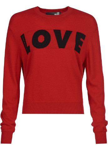 Красный зимний свитер Moschino Love
