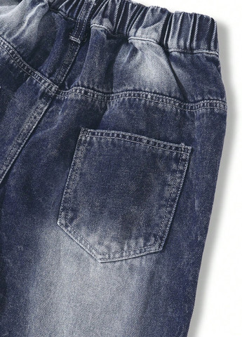 Синие демисезонные зауженные джинсы SHEIN