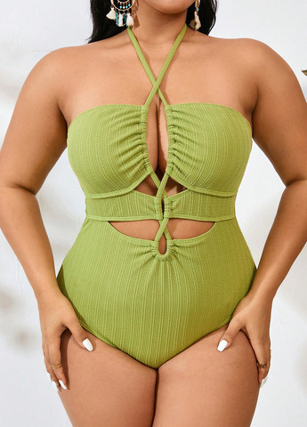 Зелений літній купальник суцільний SHEIN