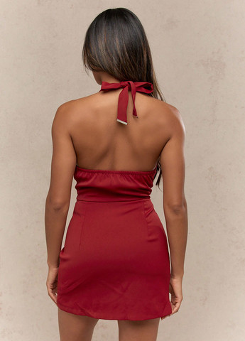 Бордова кежуал сукня з пишною спідницею, футляр SHEIN однотонна