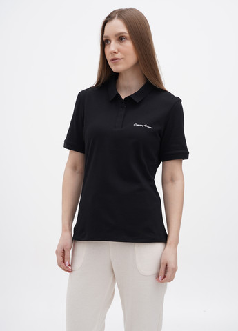 Черная женская футболка-поло Emporio Armani с надписью