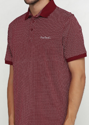 Бордовая футболка-поло для мужчин Pierre Cardin с геометрическим узором