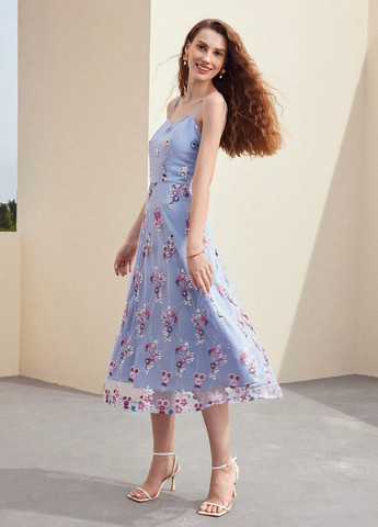 Блакитна кежуал сукня SHEIN з квітковим принтом